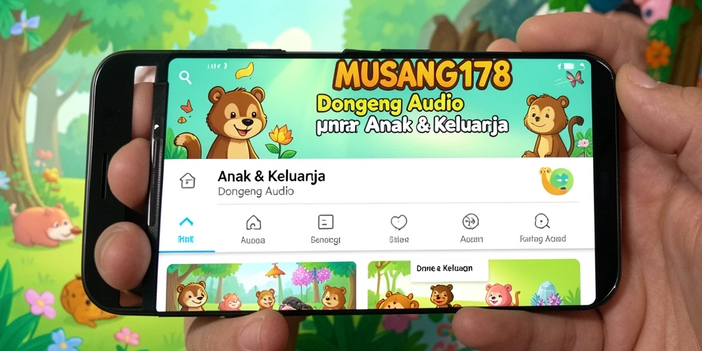 Tampilan antarmuka aplikasi dengan pilihan dongeng audio yang menarik.