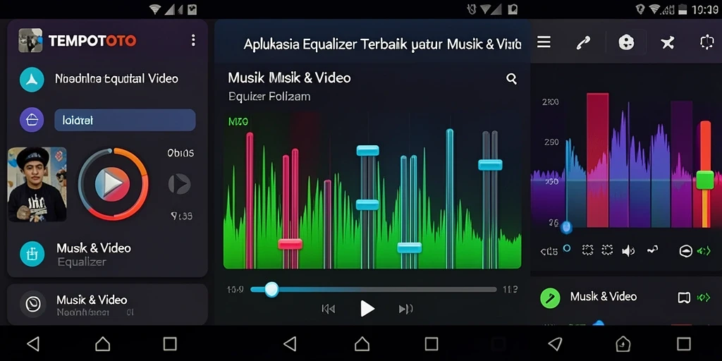 Antarmuka TEMPOTOTO yang menarik dan fungsional dalam pengaturan Equalizer.