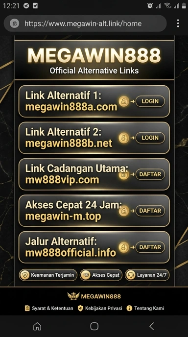 Tampilan link alternatif megawin888