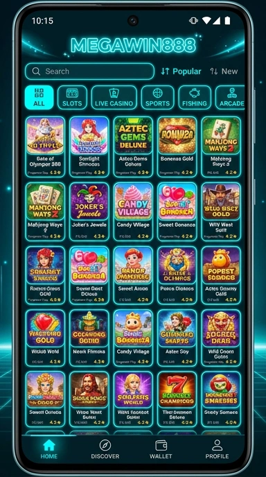 Tampilan katalog aplikasi megawin888